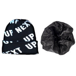 UpNext ALLOVER LOGO BEANIE IN BLACK